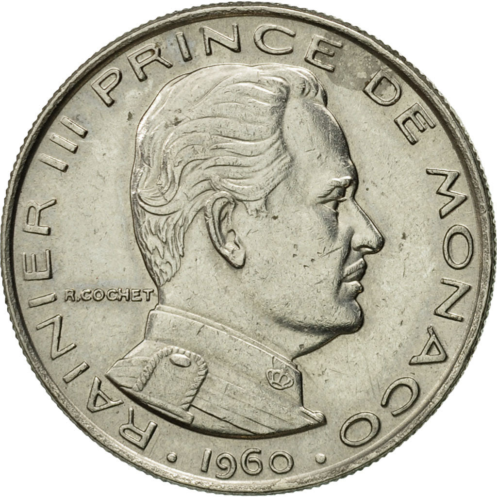 Coin, Monaco, Rainier III, Franc, 1960, EF(40-45), Nickel, KM:140