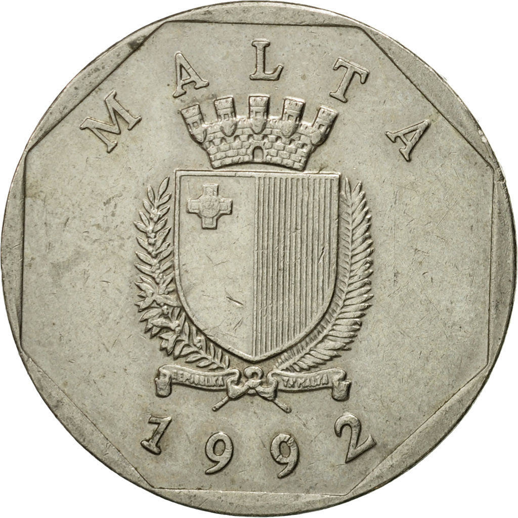 Moneta, Malta, 50 Cents, 1992, British Royal Mint, BB, Rame-nichel, KM:98