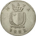 Moneta, Malta, 50 Cents, 1992, British Royal Mint, BB, Rame-nichel, KM:98