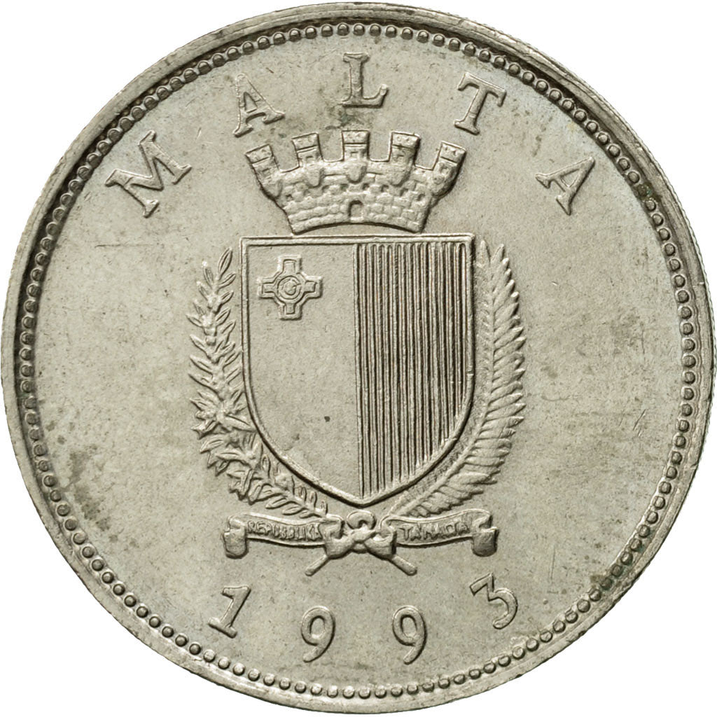 Monnaie, Malte, 25 Cents, 1993, Franklin Mint, TTB, Copper-nickel, KM:97