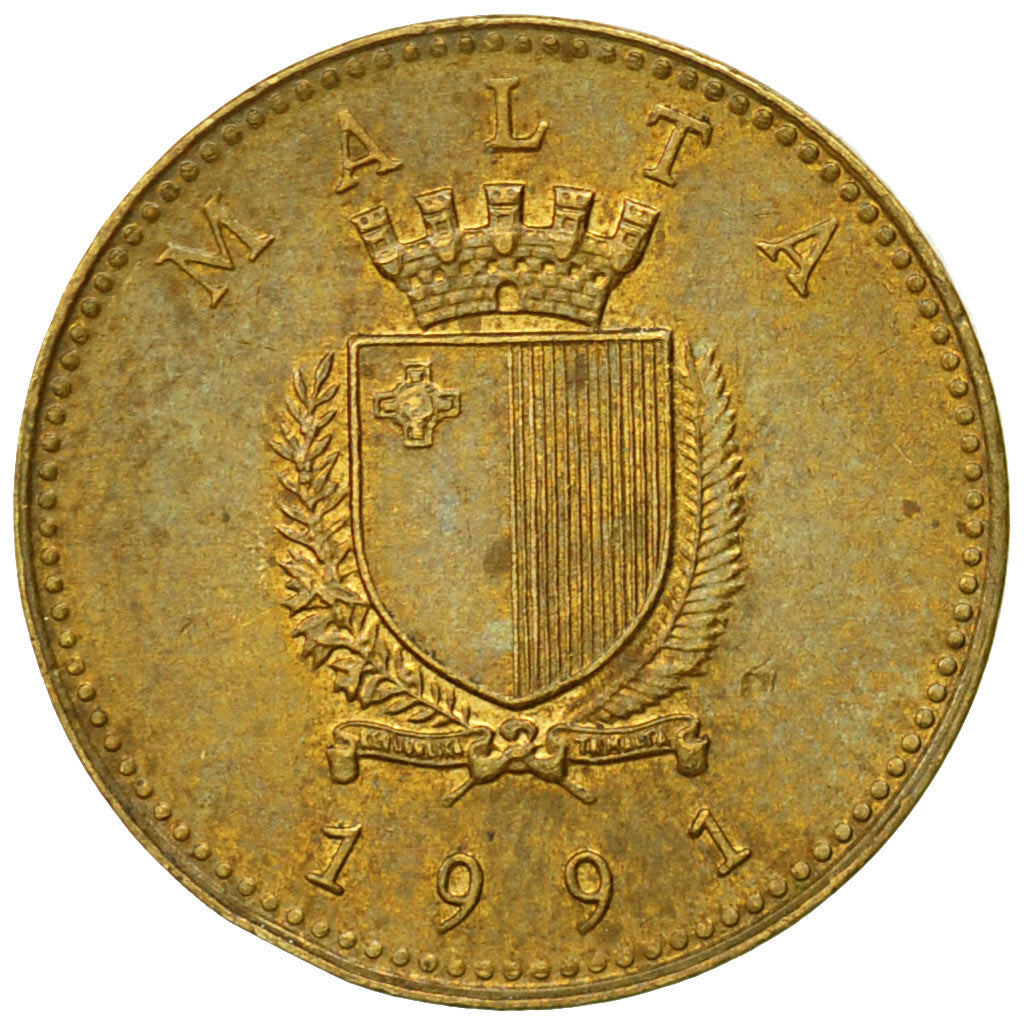 Monnaie, Malte, Cent, 1991, British Royal Mint, TB+, Nickel-brass, KM:93