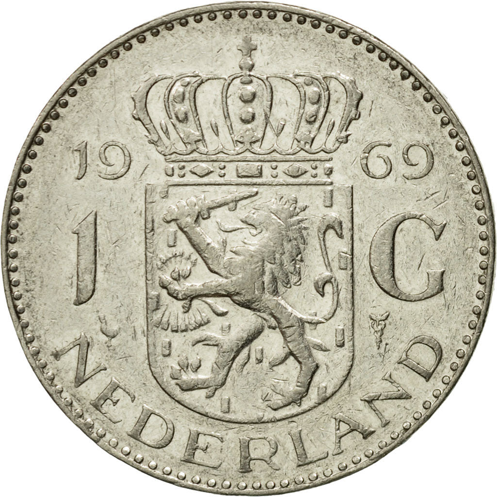 Moneda, Países Bajos, Juliana, Gulden, 1969, BC+, Níquel, KM:184a