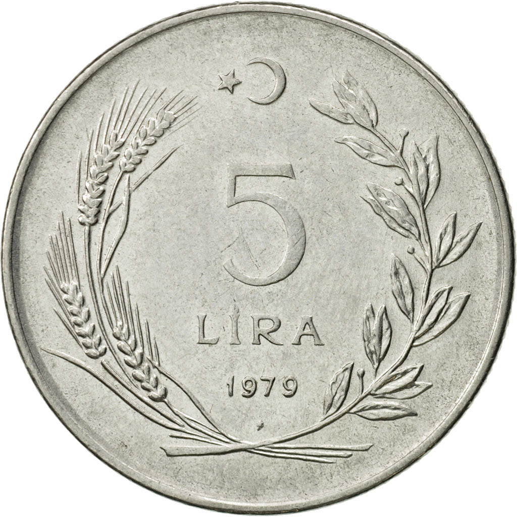 Münze, Türkei, 5 Lira, 1979, SS, Stainless Steel, KM:905
