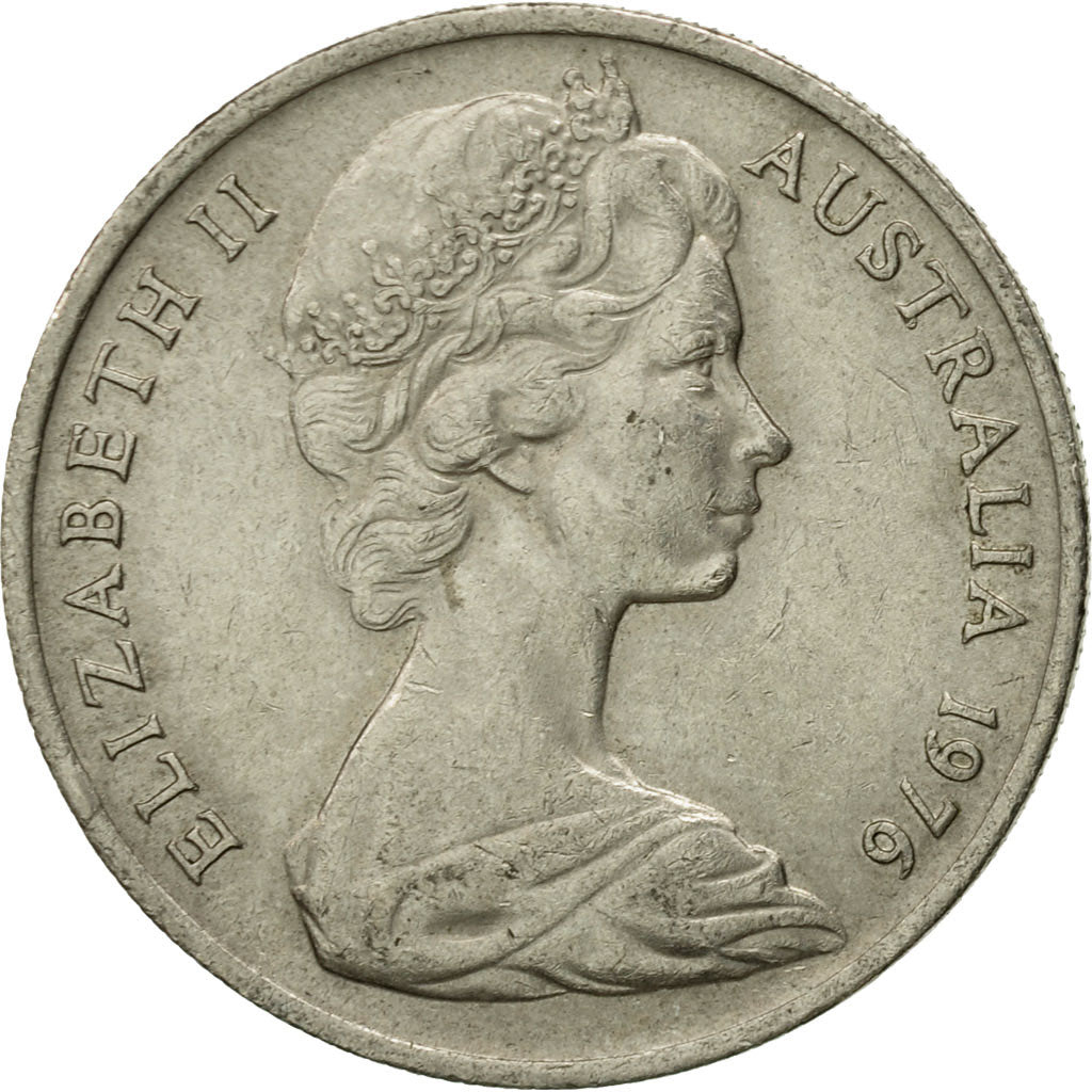 Moneda, Australia, Elizabeth II, 10 Cents, 1976, Melbourne, MBC, Cobre -