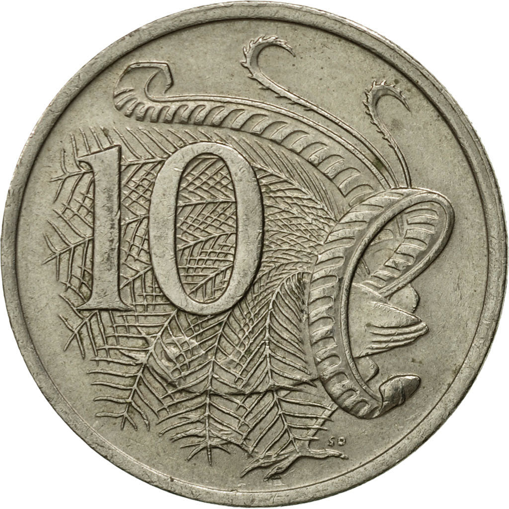 Moneda, Australia, Elizabeth II, 10 Cents, 1976, Melbourne, MBC, Cobre -