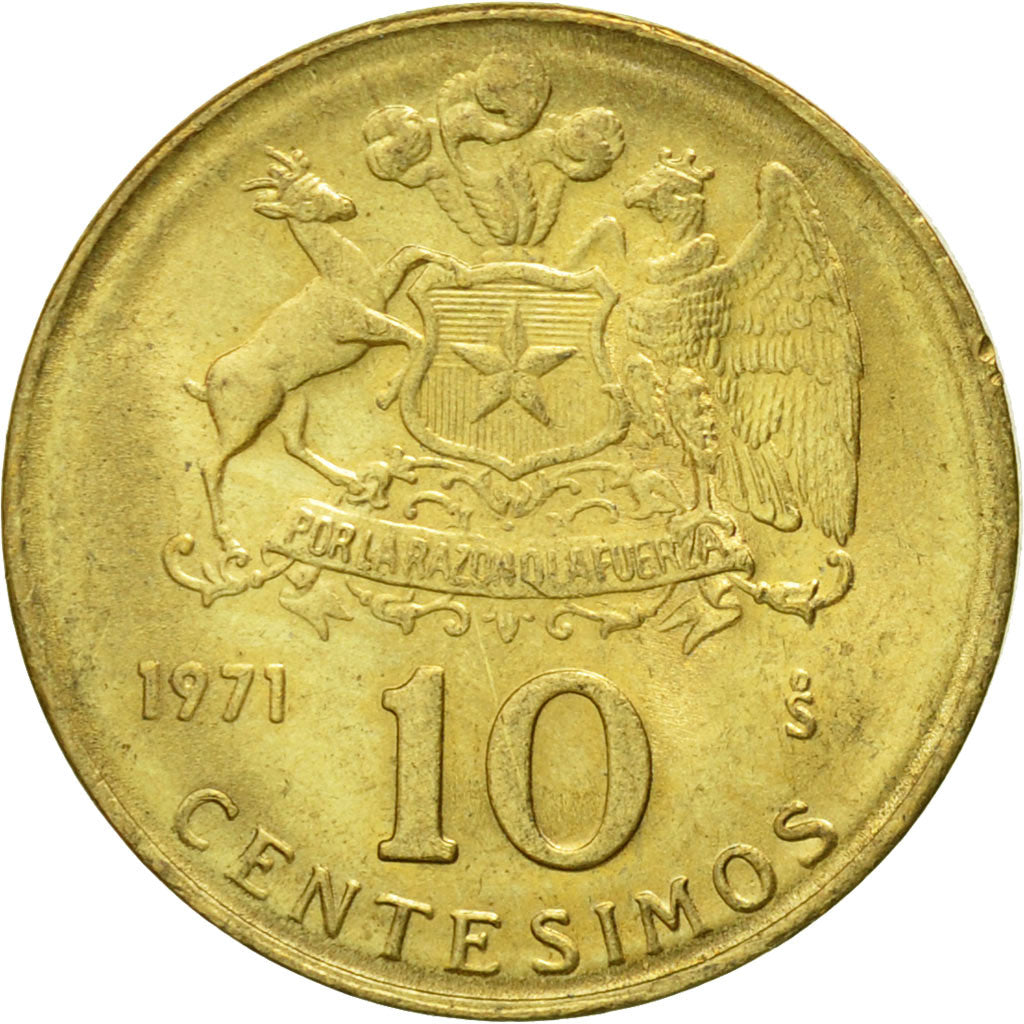 Coin, Chile, 10 Centesimos, 1971, EF(40-45), Aluminum-Bronze, KM:194