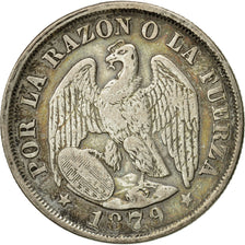 Moneta, Cile, 20 Centavos, 1879, BB, Argento, KM:138.2