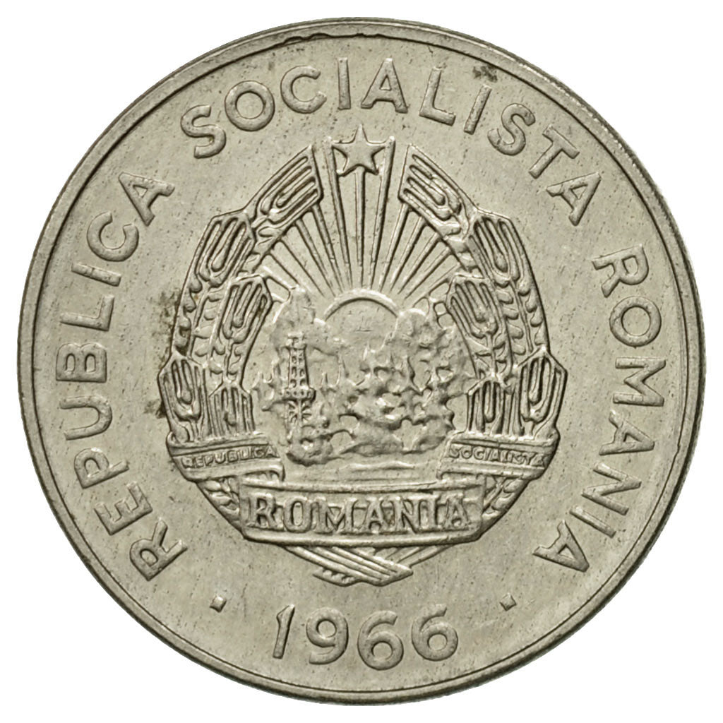 Moneda, Rumanía, 15 Bani, 1966, MBC, Níquel recubierto de acero, KM:93
