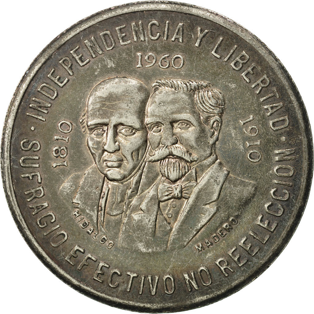 Coin, Mexico, 10 Pesos, 1960, Mexico City, EF(40-45), Silver, KM:476