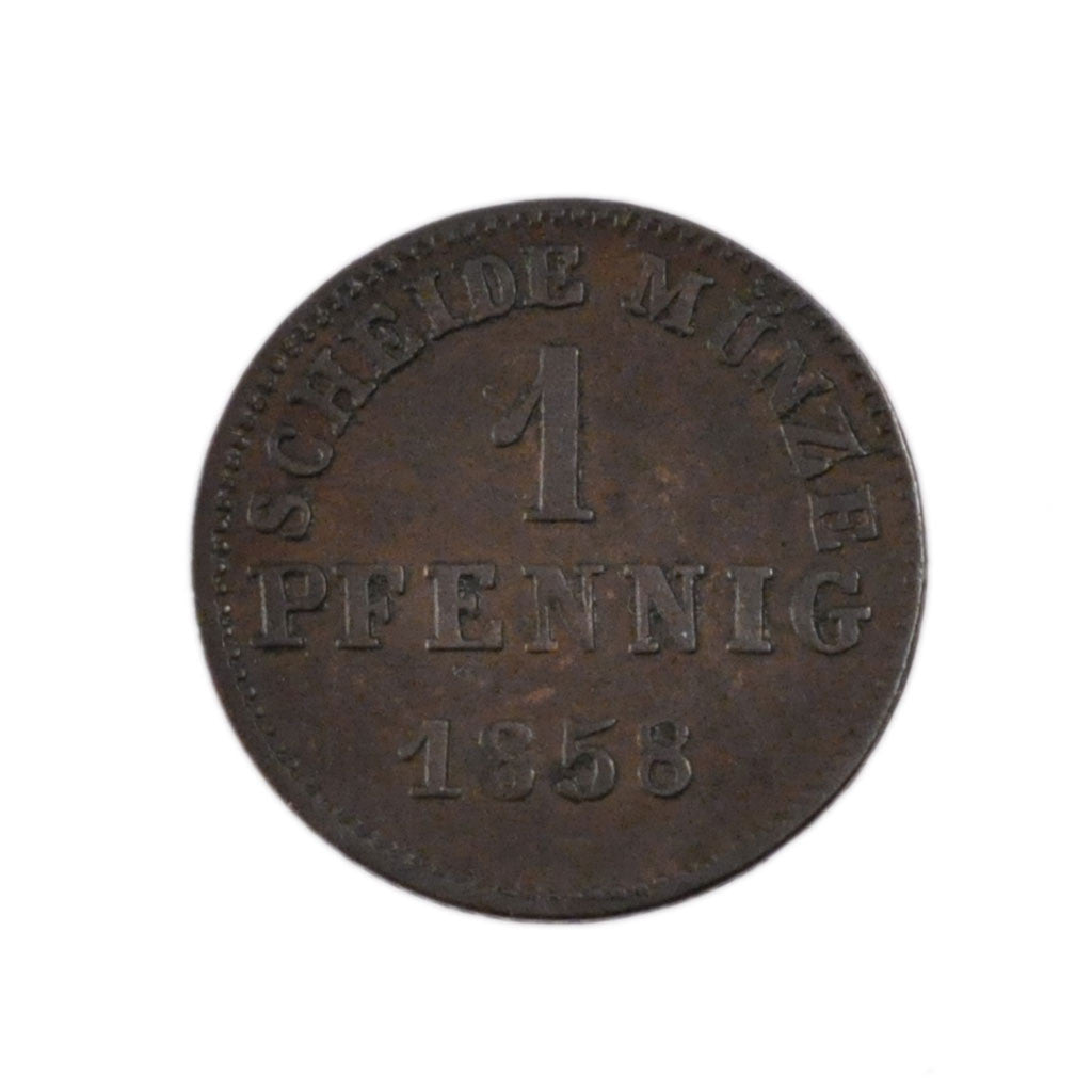 GERMAN STATES, Pfennig, 1858, KM #337, EF(40-45), Copper, 1.20