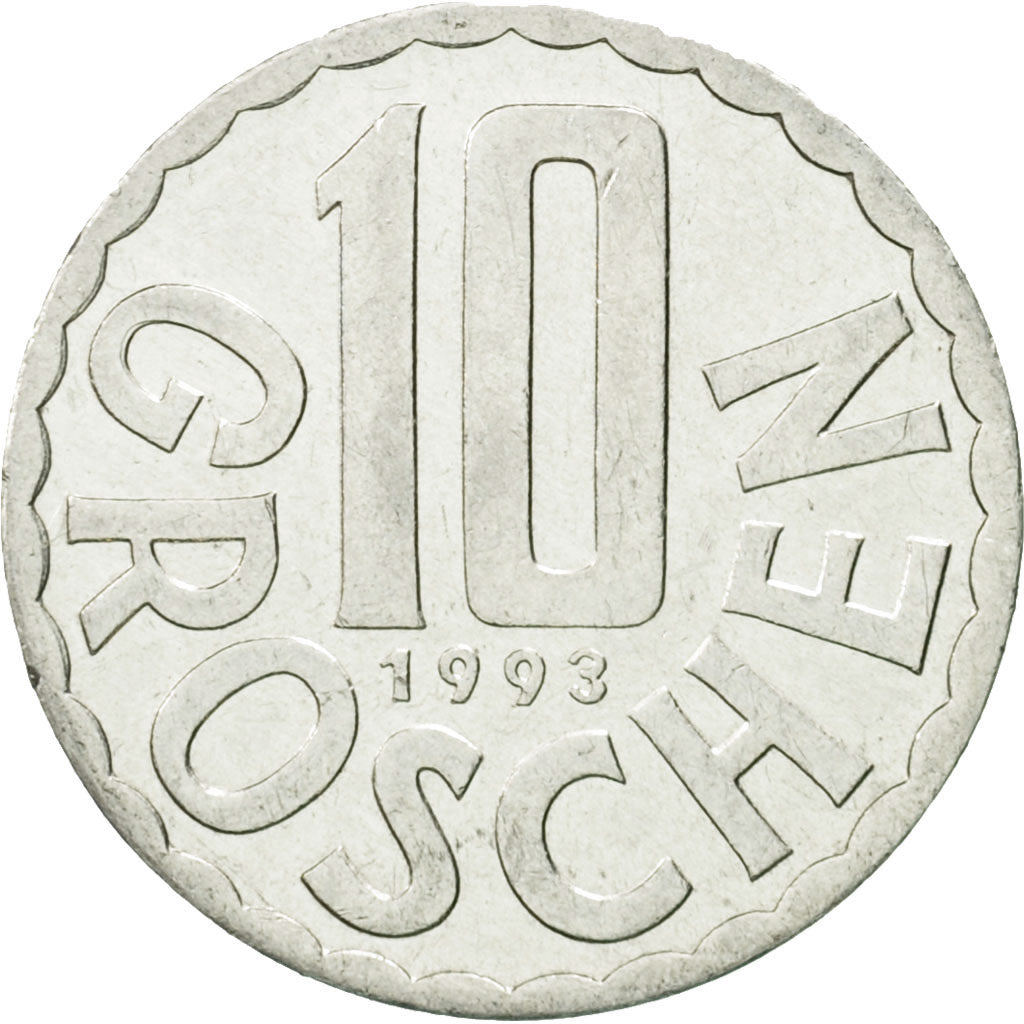 Coin, Austria, 10 Groschen, 1993, Vienna, EF(40-45), Aluminum, KM:2878