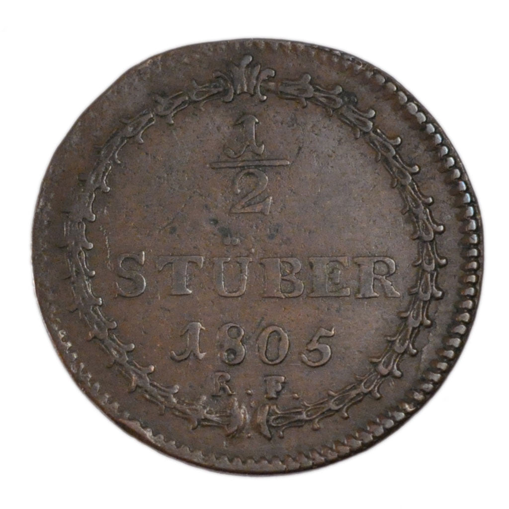 Münze, Deutsch Staaten, HESSE-DARMSTADT, Ludwig X, 1/2 Stüber, 1805, SS