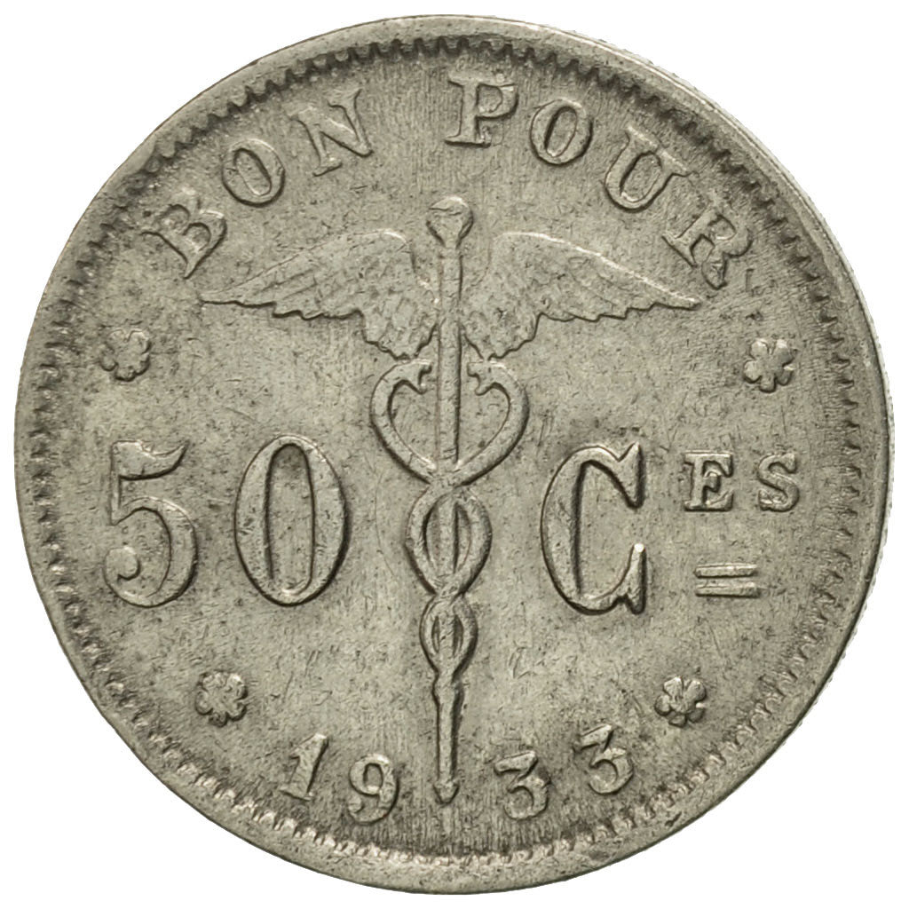 Coin, Belgium, 50 Centimes, 1933, VF(30-35), Nickel, KM:87
