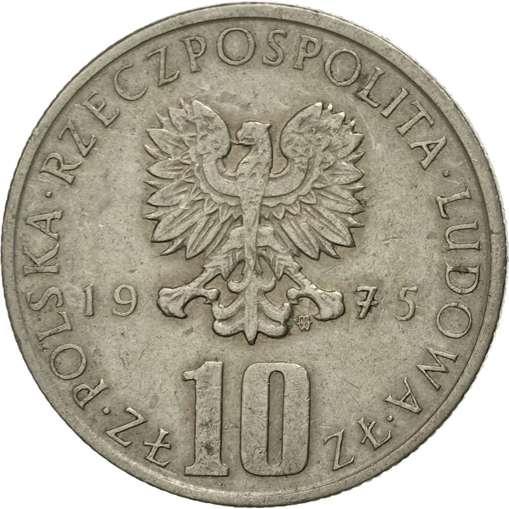 Coin, Poland, 10 Zlotych, 1975, Warsaw, VF(30-35), Copper-nickel, KM:73