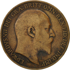 Coin, Great Britain, Edward VII, Penny, 1908, VF(30-35), Bronze, KM:794.2