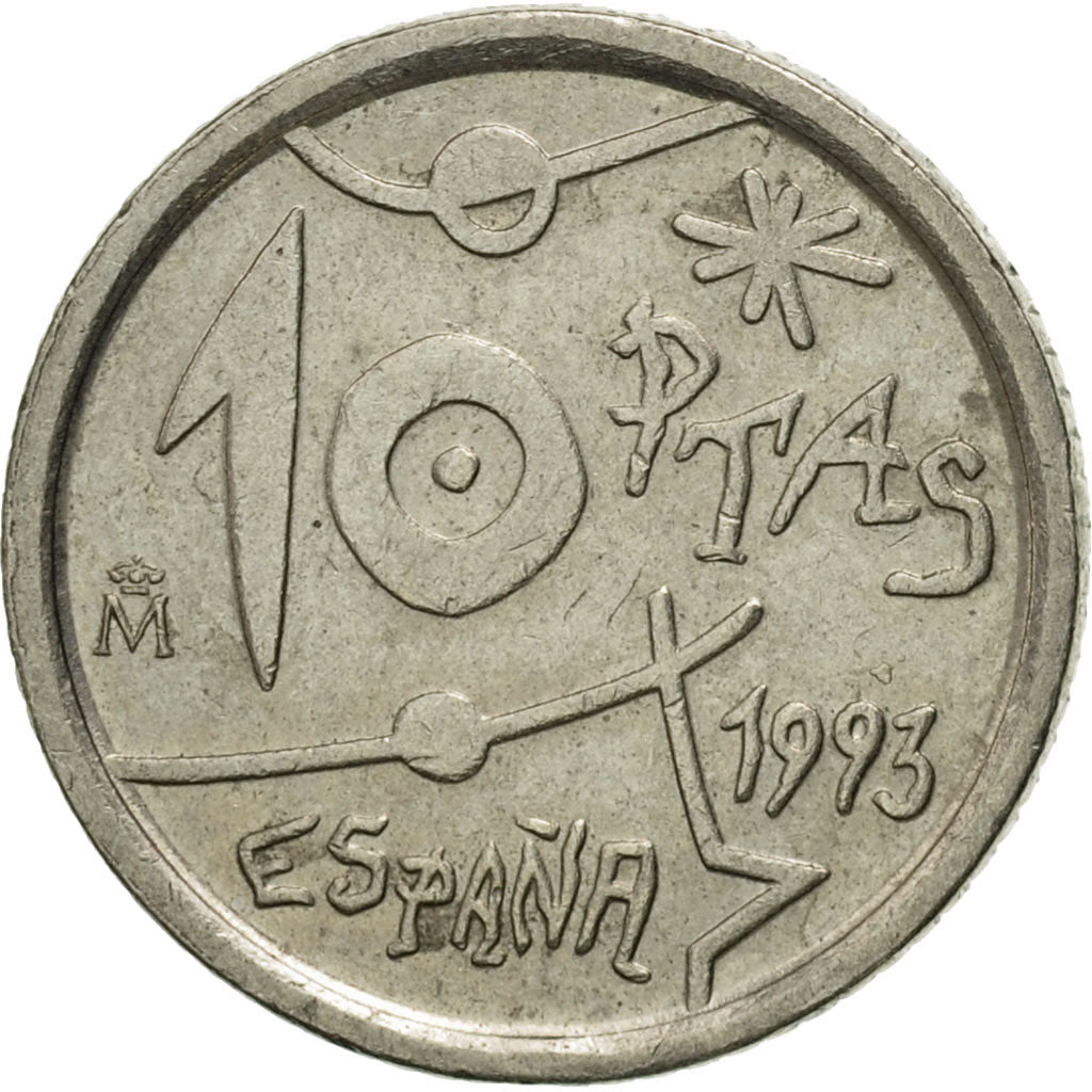 Coin, Spain, Juan Carlos I, 10 Pesetas, 1993, EF(40-45), Copper-nickel, KM:918