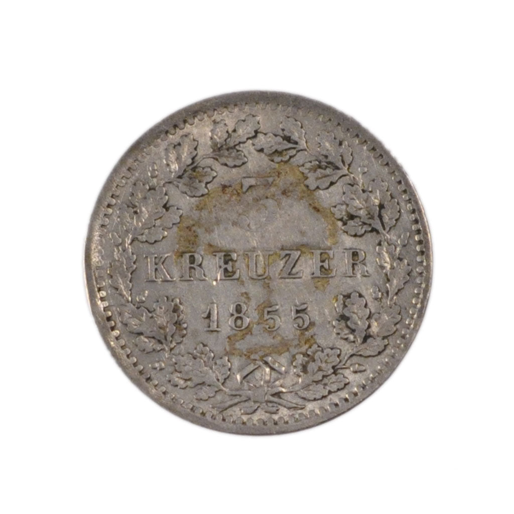 Moneta, Stati tedeschi, HESSE-DARMSTADT, Ludwig III, 3 Kreuzer, 1856, BB