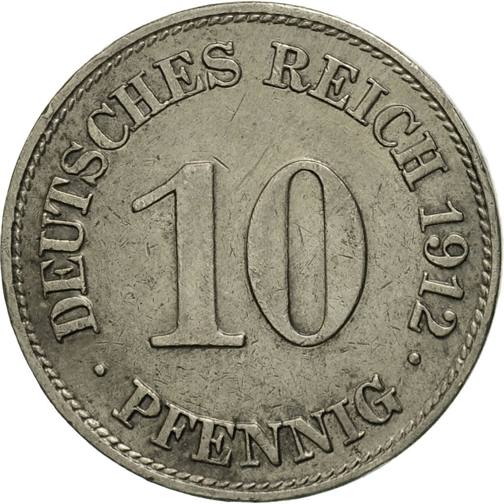Münze, GERMANY - EMPIRE, Wilhelm II, 10 Pfennig, 1912, Muldenhütten, SS
