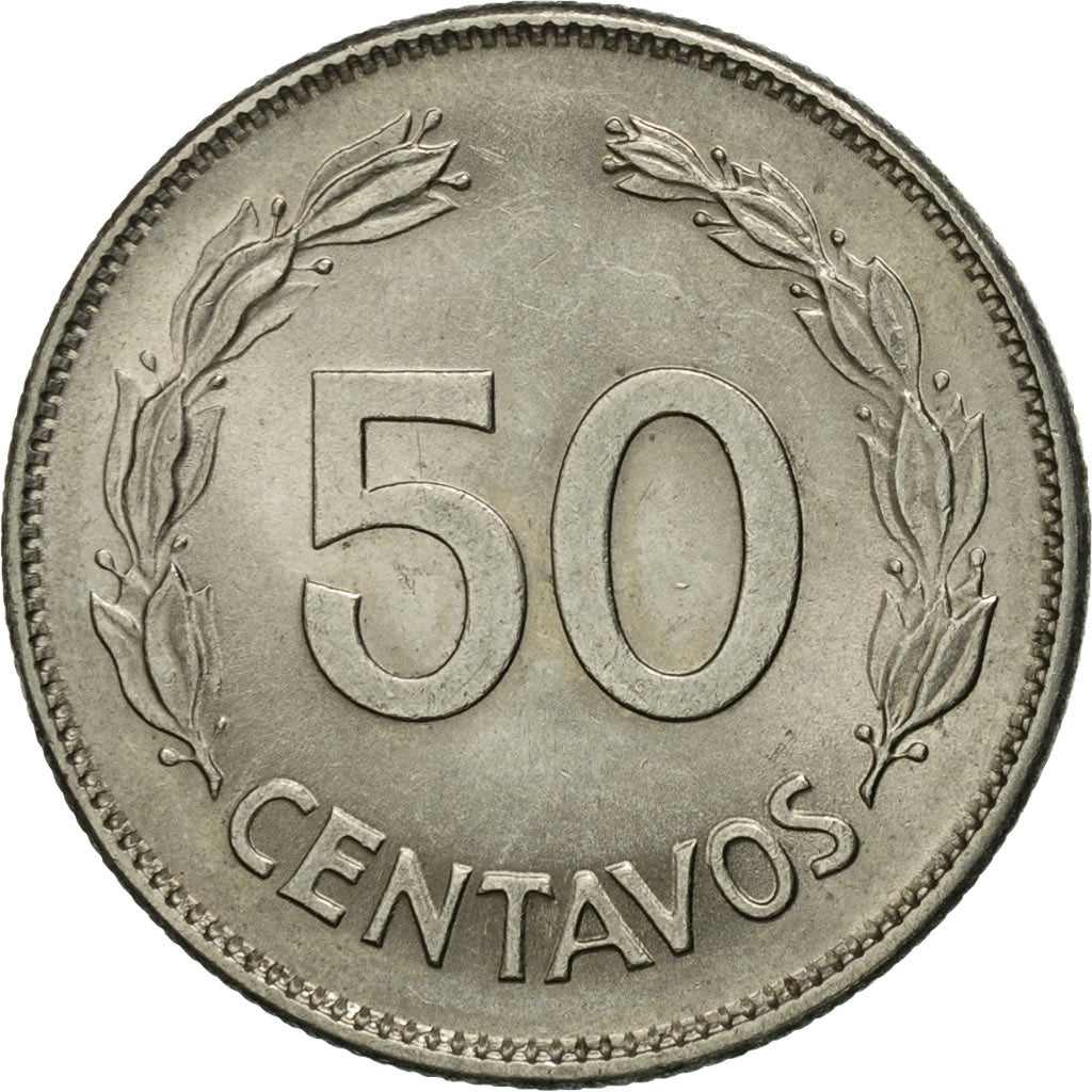 Monnaie, Équateur, 50 Centavos, Cincuenta, 1977, TTB, Nickel Clad Steel, KM:81