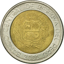 Coin, Peru, 5 Nuevos Soles, 2001, Lima, EF(40-45), Bi-Metallic, KM:316