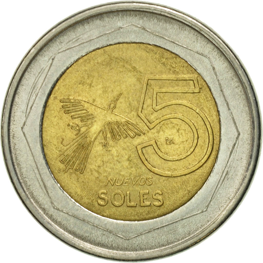 Coin, Peru, 5 Nuevos Soles, 2001, Lima, EF(40-45), Bi-Metallic, KM:316