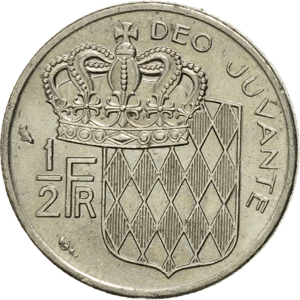 Coin, Monaco, Rainier III, 1/2 Franc, 1974, EF(40-45), Nickel, KM:145