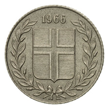 Moneta, Islandia, 25 Aurar, 1966, VF(30-35), Miedź-Nikiel, KM:11