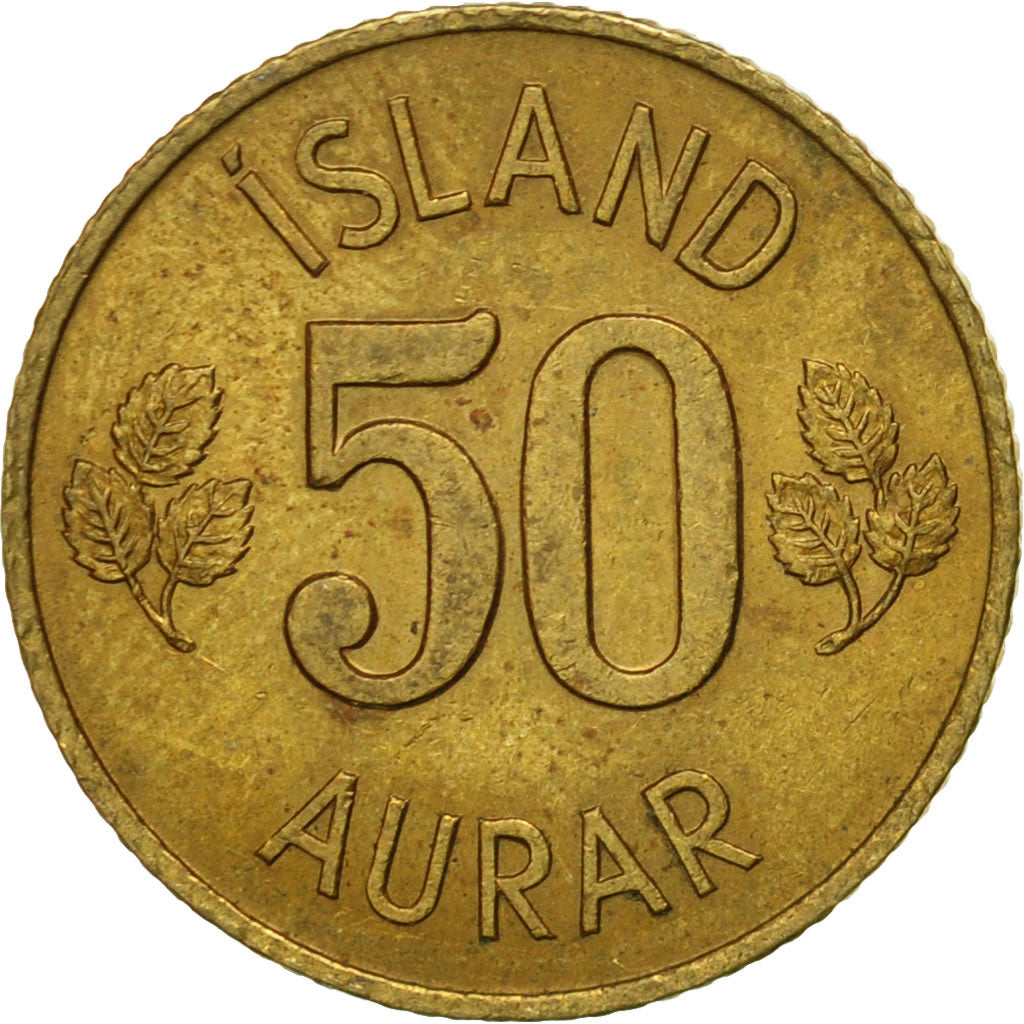 Moneda, Islandia, 50 Aurar, 1969, BC+, Níquel - latón, KM:17