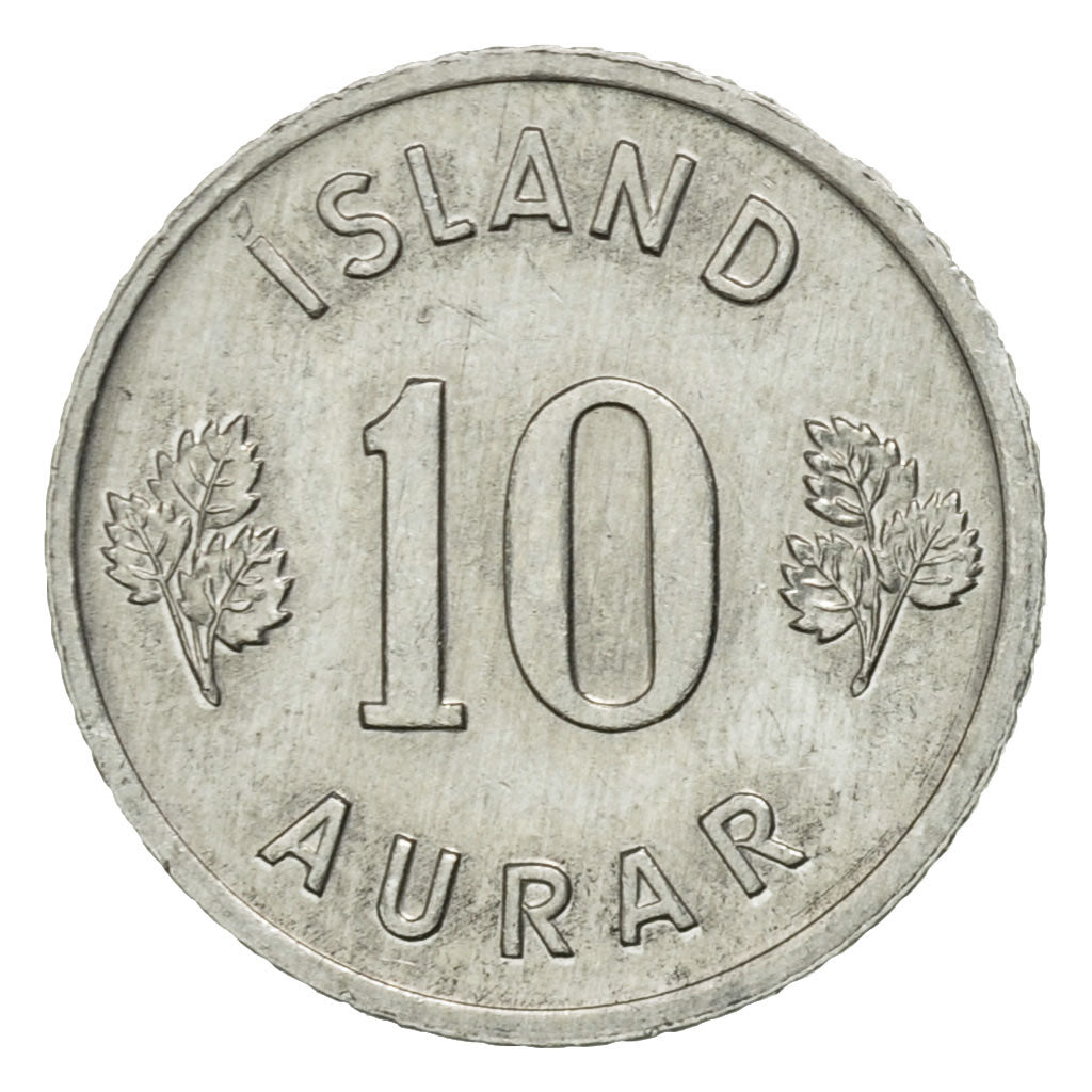 Moneda, Islandia, 10 Aurar, 1974, BC+, Aluminio, KM:10a