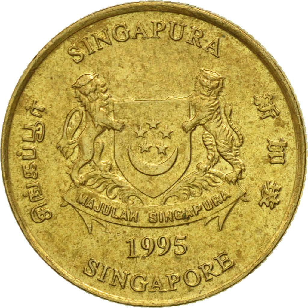Moneta, Singapore, 5 Cents, 1995, Singapore Mint, MB+, Alluminio-bronzo, KM:99
