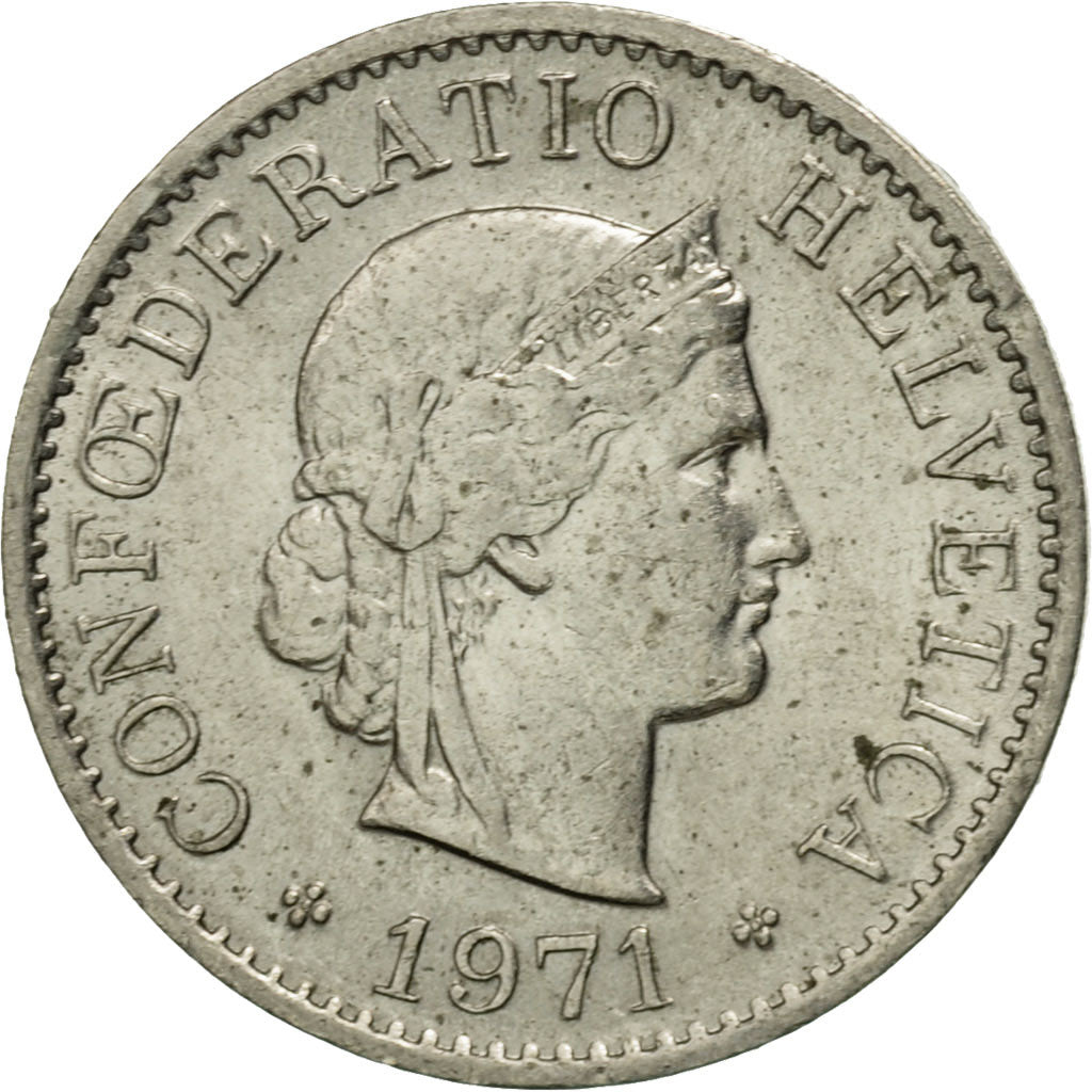 Moneda, Suiza, 5 Rappen, 1971, Bern, BC+, Cobre - níquel, KM:26
