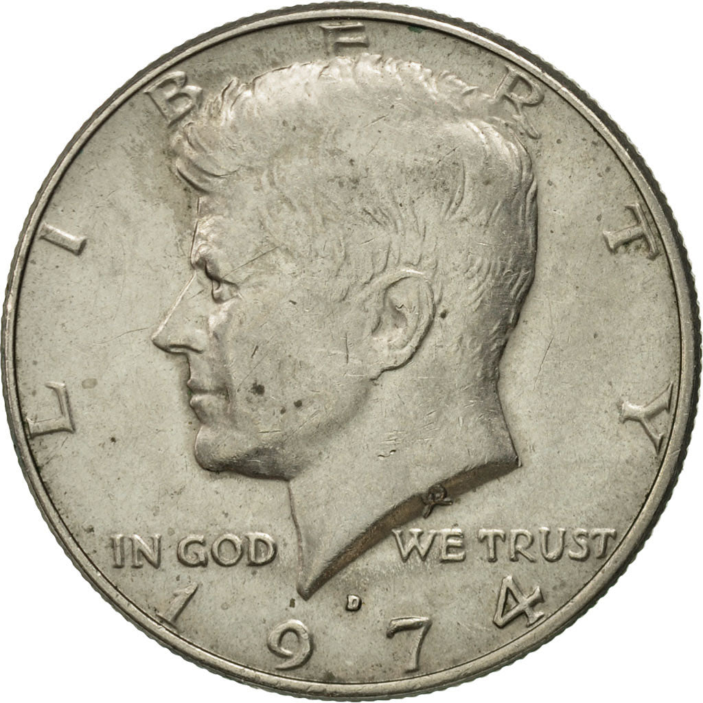Coin, United States, Kennedy Half Dollar, Half Dollar, 1974, U.S. Mint, Denver