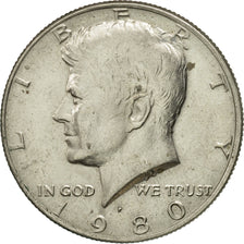 Coin, United States, Kennedy Half Dollar, Half Dollar, 1980, U.S. Mint