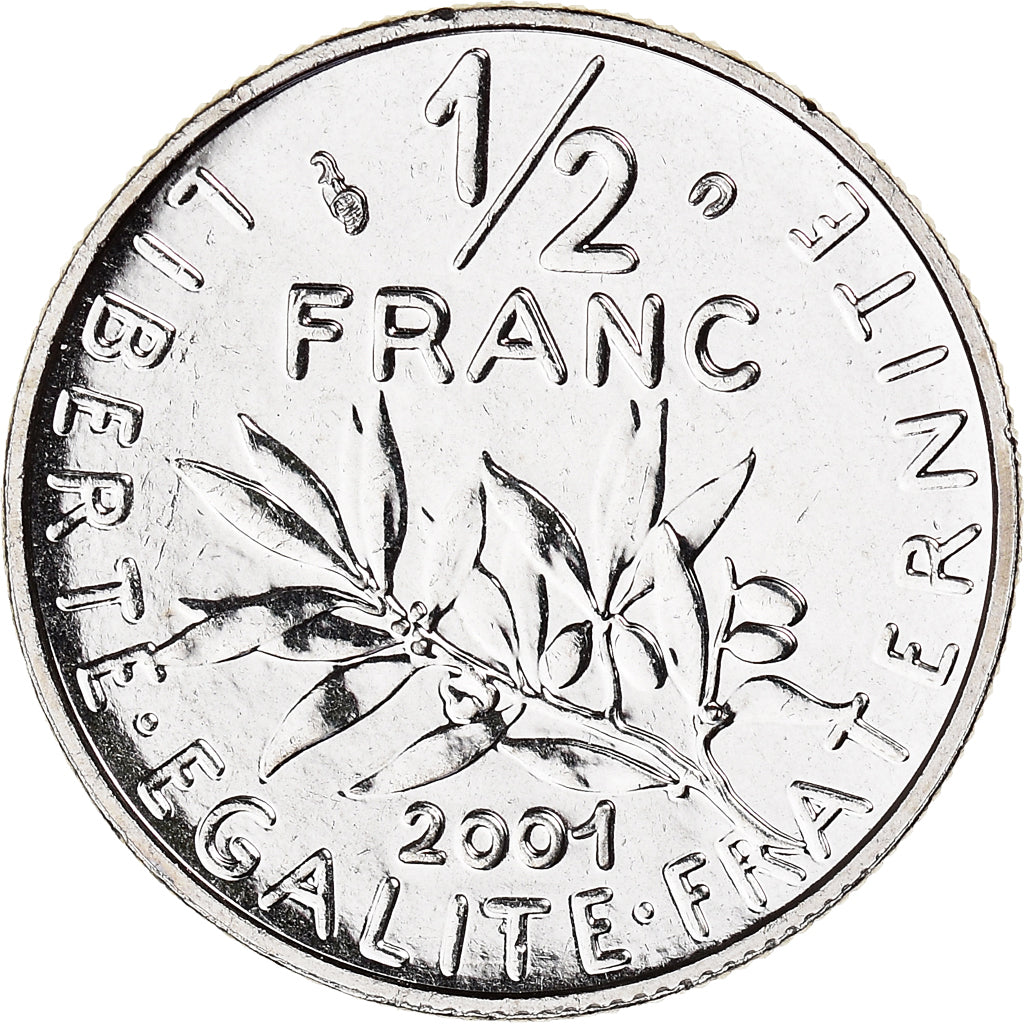 Coin, France, Semeuse, 1/2 Franc, 2001, Paris, BU, MS(65-70), Nickel, KM:931.1
