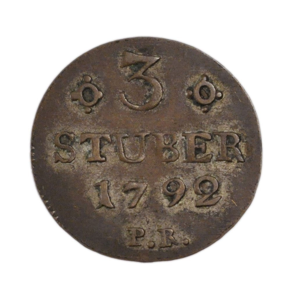 GERMAN STATES, 3 Stuber, 1792, KM #216, EF(40-45), Billon, 2.00