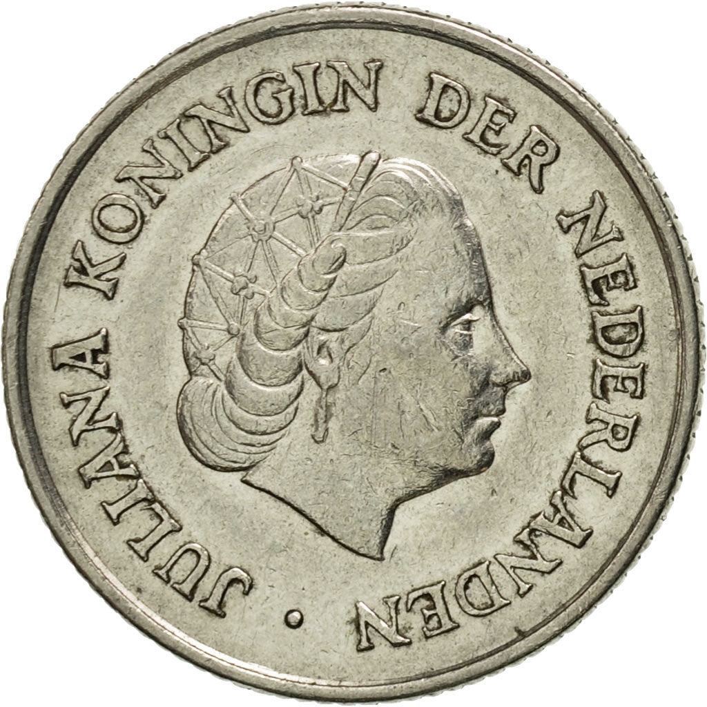 Moneda, Países Bajos, Juliana, 25 Cents, 1958, MBC, Níquel, KM:183