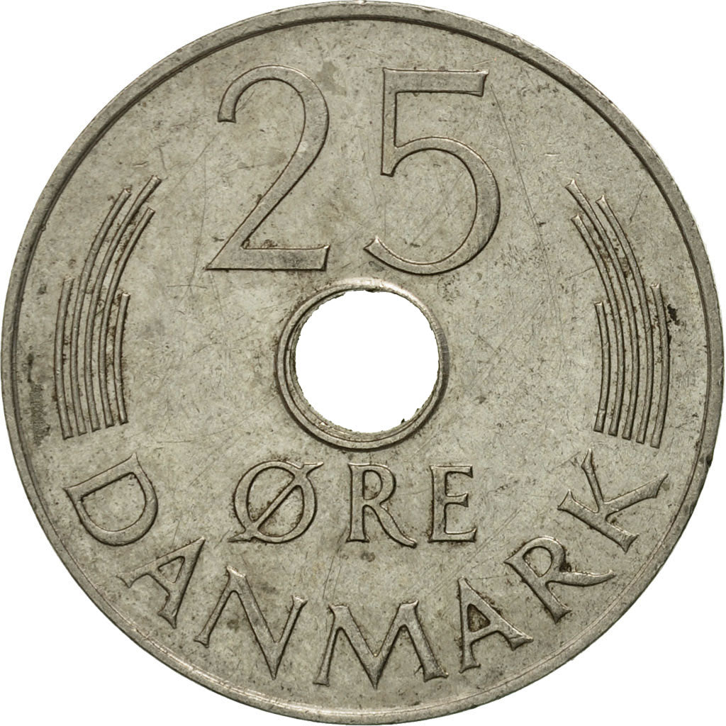 Coin, Denmark, Margrethe II, 25 Öre, 1975, Copenhagen, VF(30-35)