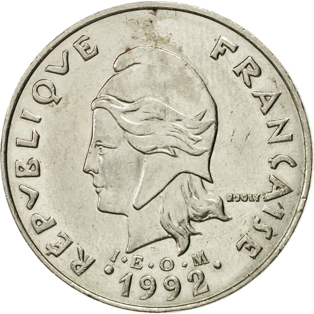 Moneta, Nuova Caledonia, 20 Francs, 1992, Paris, BB, Nichel, KM:12
