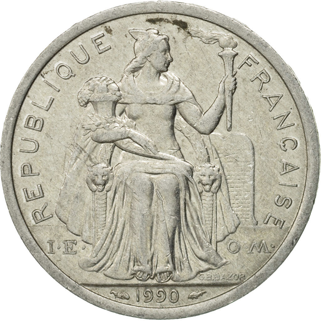 Monnaie, Nouvelle-Calédonie, 2 Francs, 1990, Paris, TB+, Aluminium, KM:14