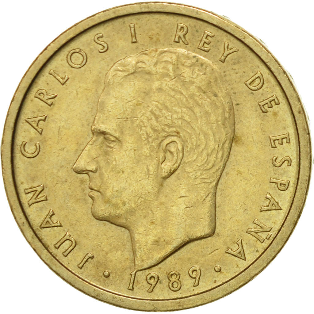 Moneda, España, Juan Carlos I, 100 Pesetas, 1989, Madrid, BC+, Aluminio -