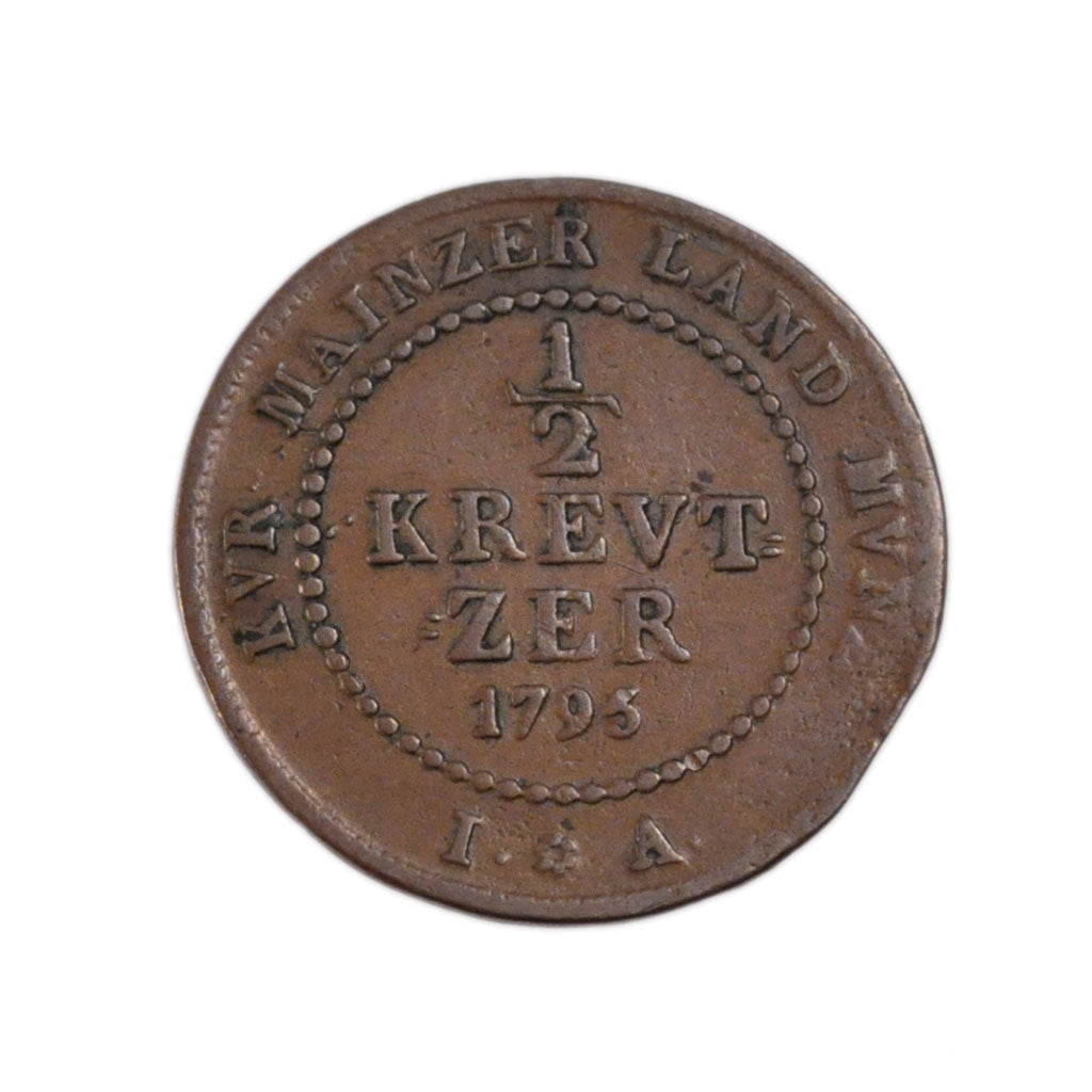 Monnaie, Etats allemands, MAINZ, Friedrich Karl Josef, 1/2 Kreutzer, 1795, TTB