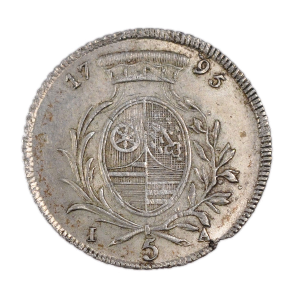GERMAN STATES, 5 Kreuzer, 1795, KM #405, AU(50-53), Silver, 2.30