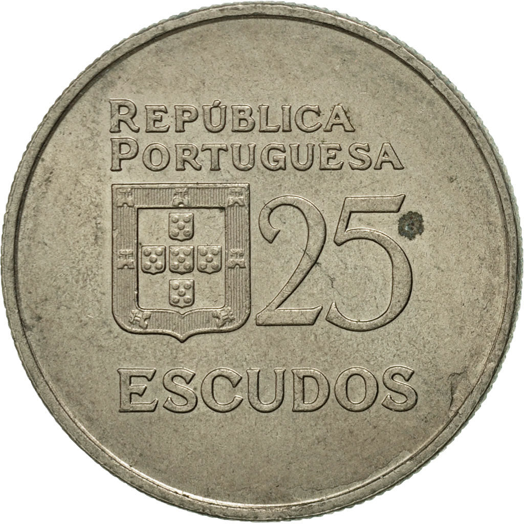 Coin, Portugal, 25 Escudos, 1985, VF(20-25), Copper-nickel, KM:607a