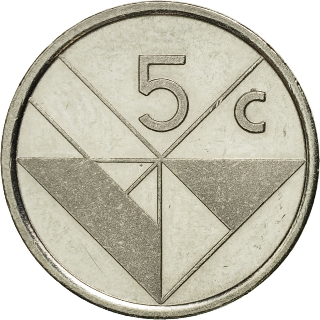 Münze, Aruba, Beatrix, 5 Cents, 1986, Utrecht, SS, Nickel Bonded Steel, KM:1