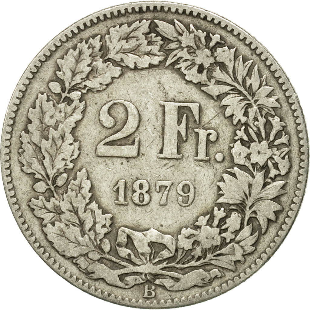 Coin, Switzerland, 2 Francs, 1879, Bern, VF(20-25), Silver, KM:21