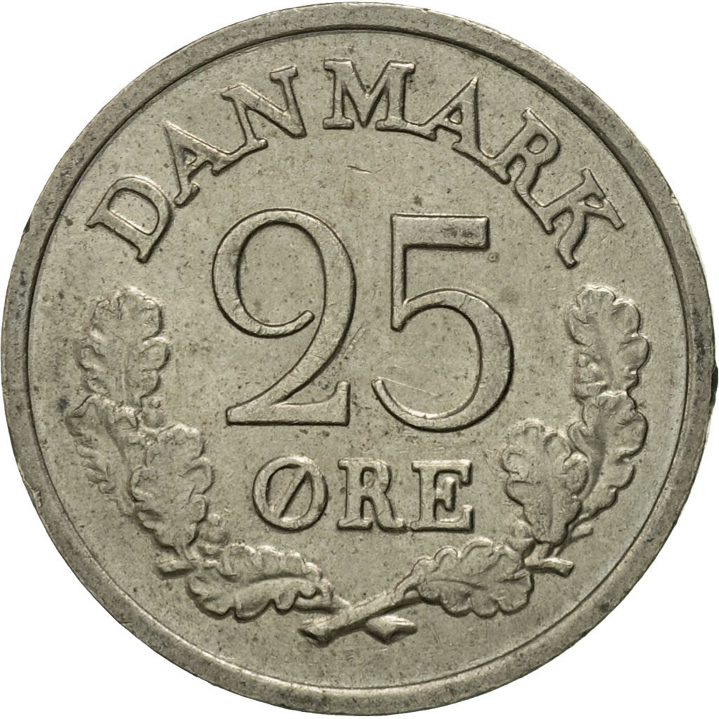 Moneta, Danimarca, Frederik IX, 25 Öre, 1962, Copenhagen, MB+, Rame-nichel