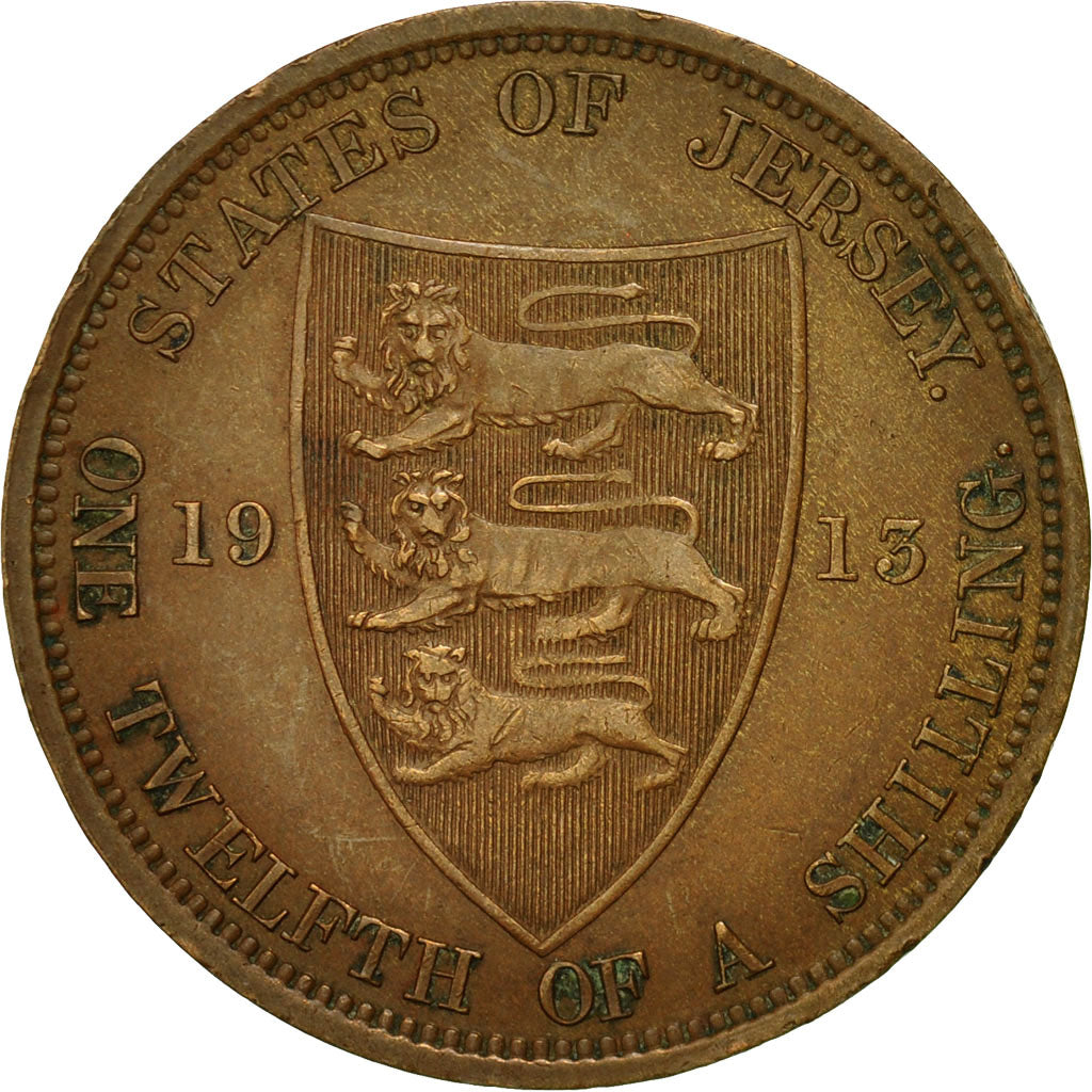 Coin, Jersey, George V, 1/12 Shilling, 1913, VF(30-35), Bronze, KM:12