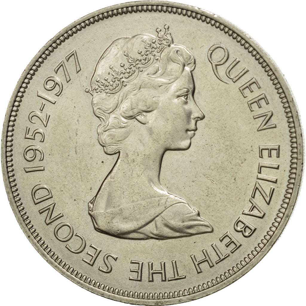 Coin, Jersey, Elizabeth II, 25 Pence, 1977, EF(40-45), Copper-nickel, KM:44