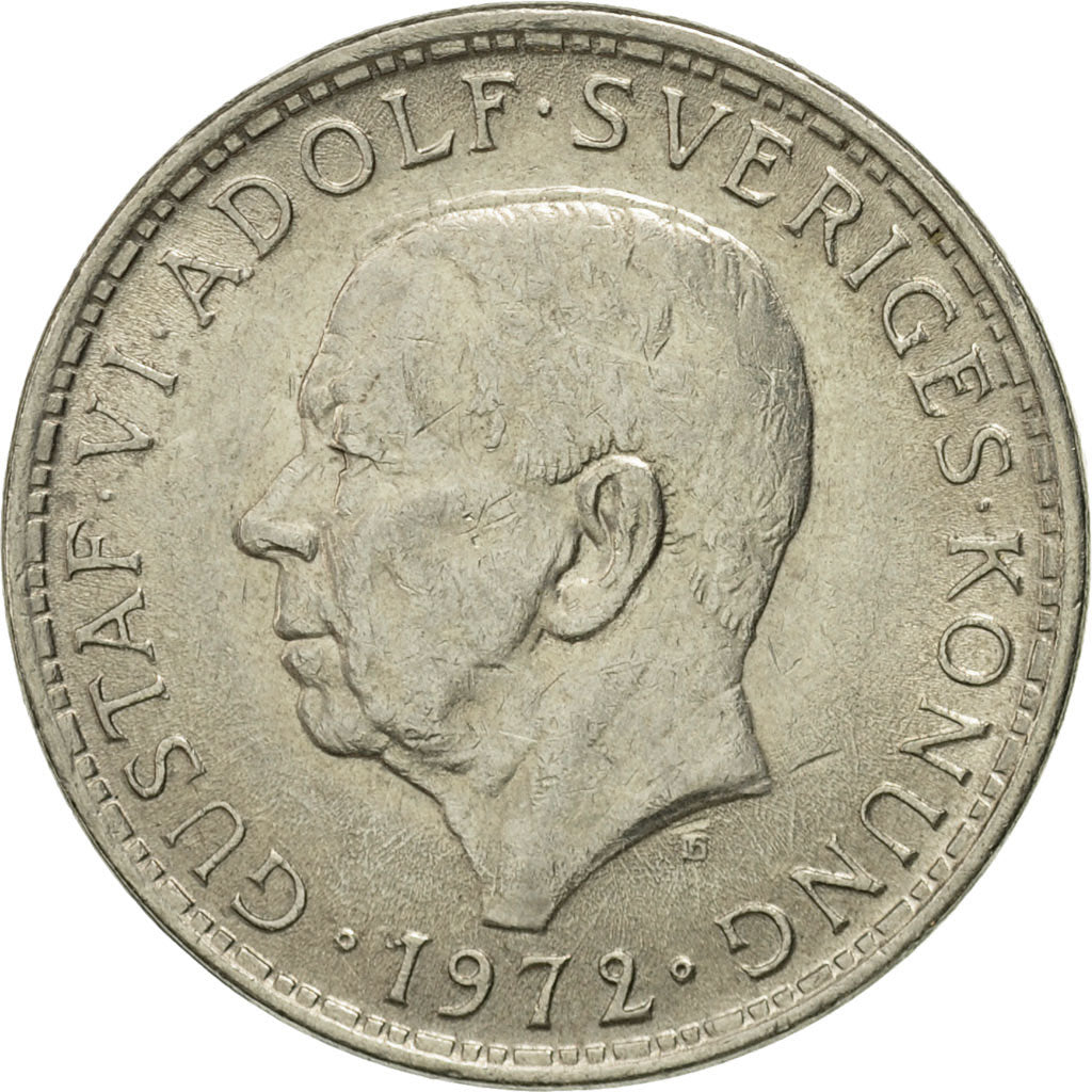 Coin, Sweden, Gustaf VI, 5 Kronor, 1972, VF(30-35), Copper-Nickel Clad Nickel