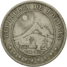 Moneda, Bolivia, 10 Centavos, 1895, BC+, Cobre - níquel, KM:174.2